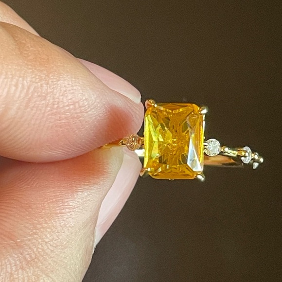 Yellow citrine gold plated ring - Picture 7 of 9